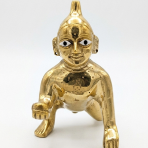 Brass Laddu Gopal Crawling Idol for Home Temple