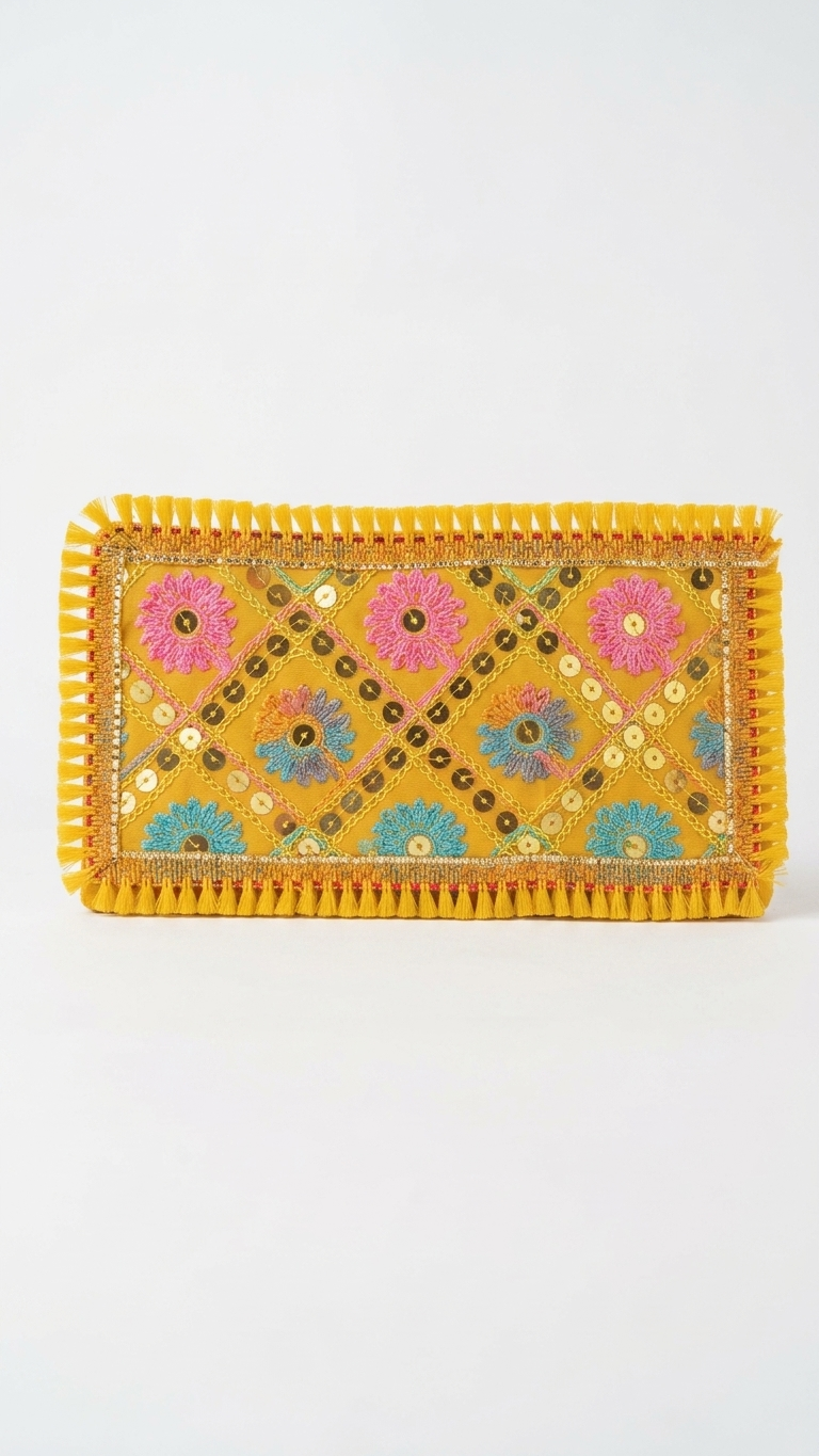 Mata Ki Chunri with Floral Embroidery & Tassels