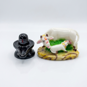 Shivling with Kamdhenu Cow Idol Set for Pooja
