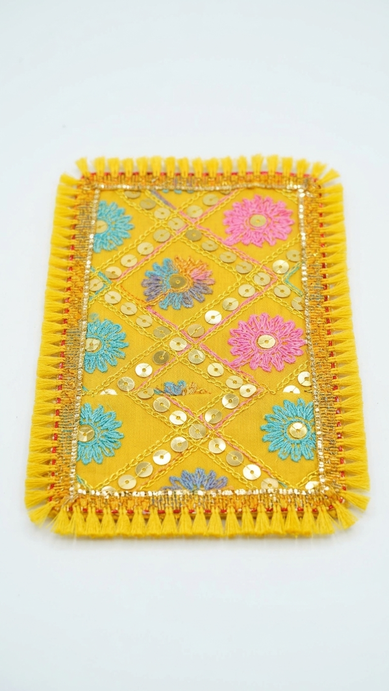 Mata Ki Chunri with Floral Embroidery & Tassels - Image 3
