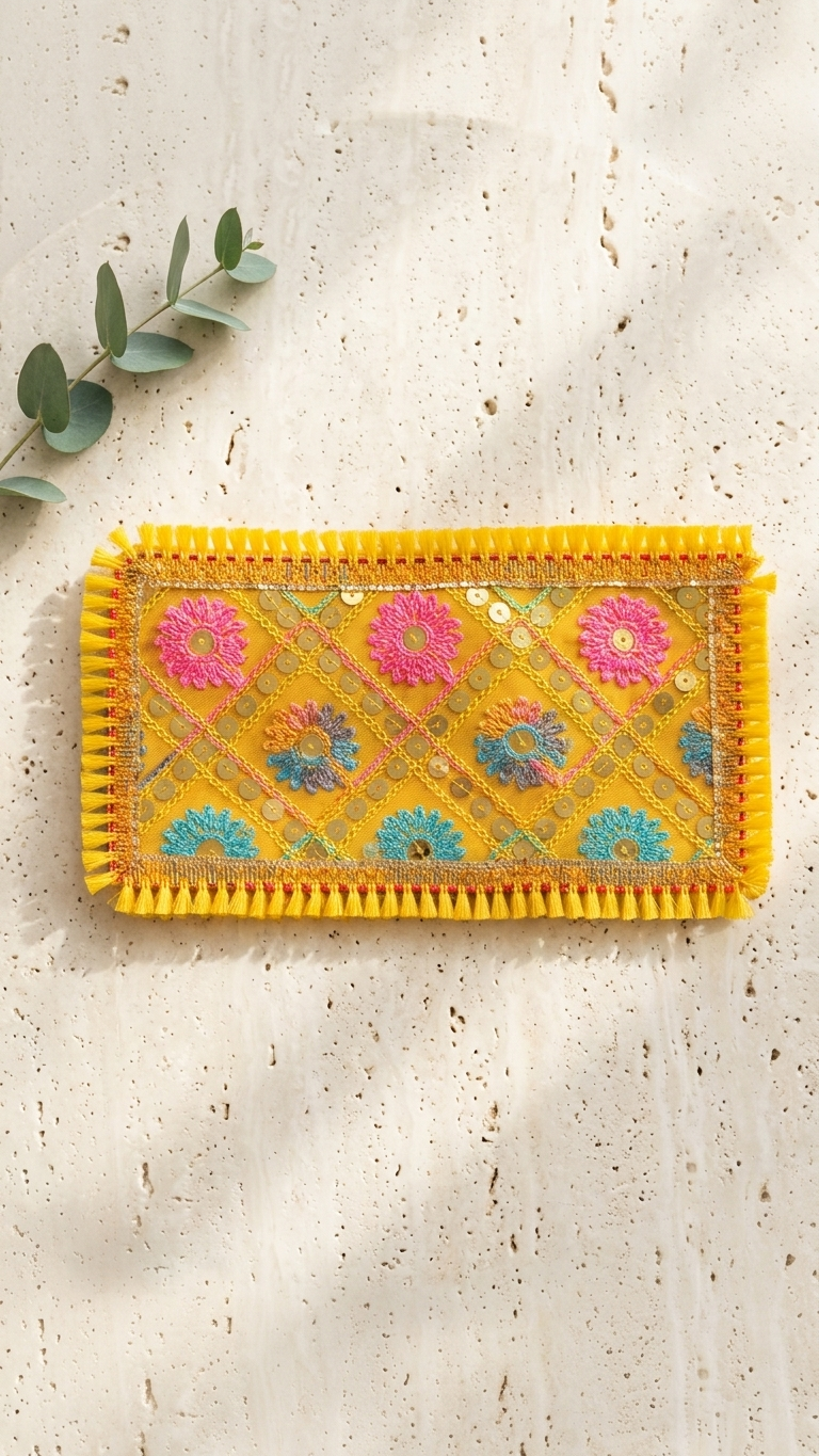 Mata Ki Chunri with Floral Embroidery & Tassels - Image 2